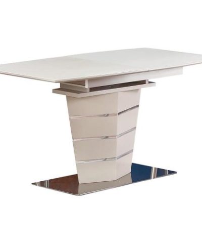 Bútor webáruház Vác Dunakeszi bútorboltok Asztal Sorento 140/180 Üveg/Mdf/Acél – Champagne Mat