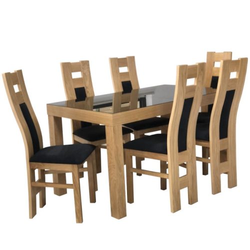 Bútor webáruház Vác Dunakeszi bútorboltok Asztal St-630 140x80+40 Br-229 Lacobel Fekete