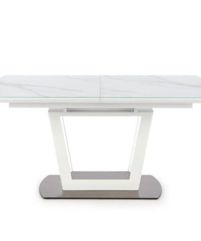 Bútor webáruház Vác Dunakeszi bútorboltok Kinyitható asztalok  Blanco 160/200x90cm Üveg/Mdf/Acél – Fehér Marmur/Fehér