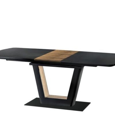 Bútor webáruház Vác Dunakeszi bútorboltok Kinyitható asztalok  Farrel 160/200x90cm Üveg/Mdf/Acél – Fekete/Dióowy