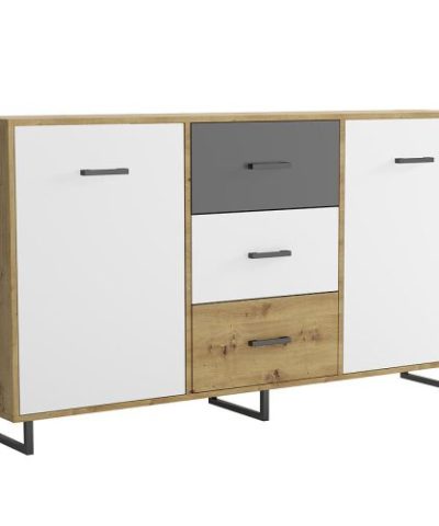 Bútor webáruház Vác Dunakeszi bútorboltok Komód Bari 3S2F oak artisan/grafit/white