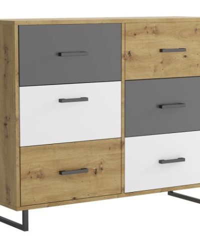 Bútor webáruház Vác Dunakeszi bútorboltok Komód Bari 6S oak artisan/grafit/white