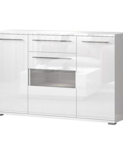 Bútor webáruház Vác Dunakeszi bútorboltok Komód Piano K150V-3KS1F/PN-70/KA/70 crystal white