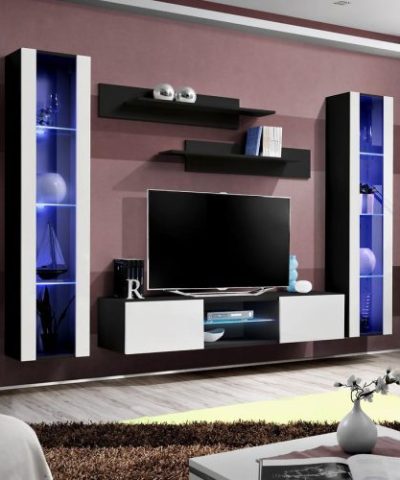 Bútor webáruház Vác Dunakeszi bútorboltok Nappali bútor Fly O2+üveg Fehér/Fekete  + LED