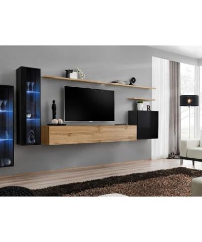Bútor webáruház Vác Dunakeszi bútorboltok Nappali bútor Switch üveg+LED XI Fekete/Wotan