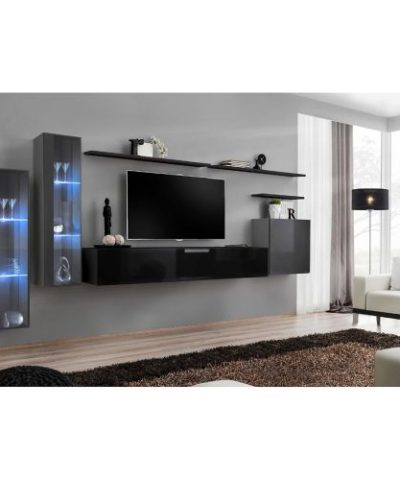 Bútor webáruház Vác Dunakeszi bútorboltok Nappali bútor Switch üveg+LED XI Grafit/Fekete
