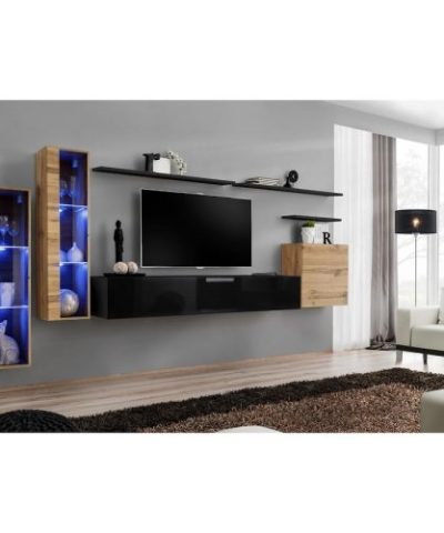 Bútor webáruház Vác Dunakeszi bútorboltok Nappali bútor Switch üveg+LED XI Wotan/Fekete