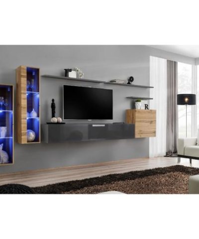 Bútor webáruház Vác Dunakeszi bútorboltok Nappali bútor Switch üveg+LED XI Wotan/Grafit