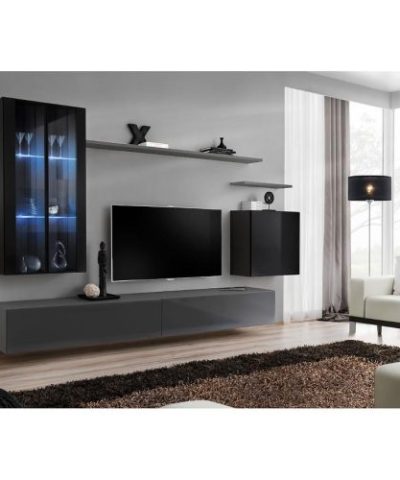 Bútor webáruház Vác Dunakeszi bútorboltok Nappali bútor Switch üveg+LED XII Fekete/Grafit