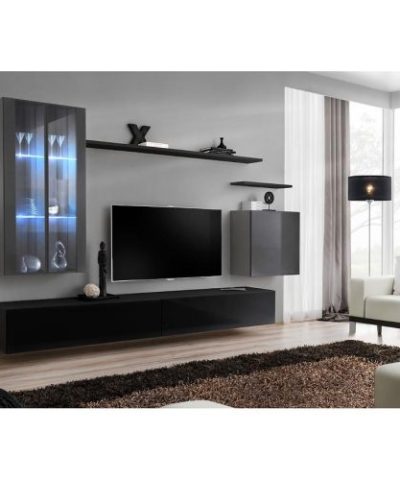 Bútor webáruház Vác Dunakeszi bútorboltok Nappali bútor Switch üveg+LED XII Grafit/Fekete