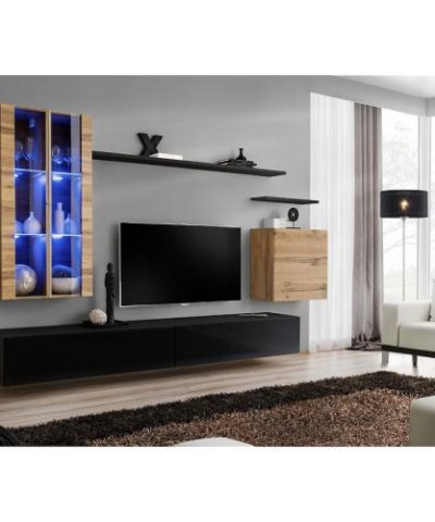 Bútor webáruház Vác Dunakeszi bútorboltok Nappali bútor Switch üveg+LED XII Wotan/Fekete