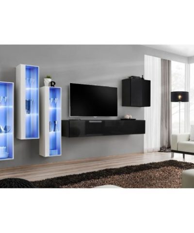 Bútor webáruház Vác Dunakeszi bútorboltok Nappali bútor Switch üveg+LED XIII fehér/Fekete