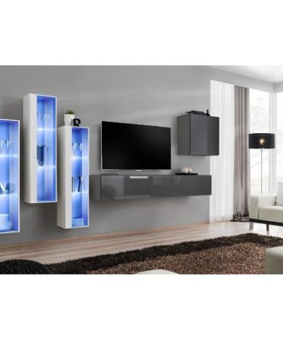 Bútor webáruház Vác Dunakeszi bútorboltok Nappali bútor Switch üveg+LED XIII fehér/Grafit
