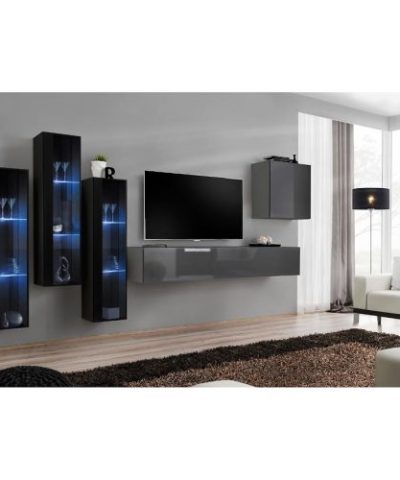 Bútor webáruház Vác Dunakeszi bútorboltok Nappali bútor Switch üveg+LED XIII Fekete/Grafit