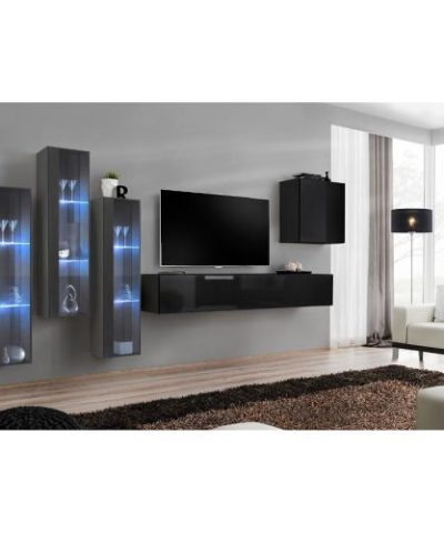 Bútor webáruház Vác Dunakeszi bútorboltok Nappali bútor Switch üveg+LED XIII Grafit/Fekete