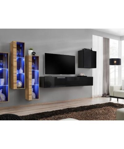 Bútor webáruház Vác Dunakeszi bútorboltok Nappali bútor Switch üveg+LED XIII Wotan/Fekete