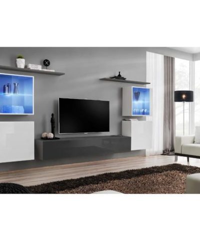 Bútor webáruház Vác Dunakeszi bútorboltok Nappali bútor Switch üveg+LED XIV fehér/Grafit