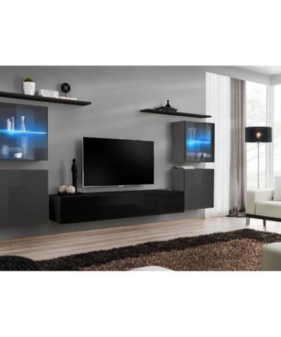 Bútor webáruház Vác Dunakeszi bútorboltok Nappali bútor Switch üveg+LED XIV Grafit/Fekete