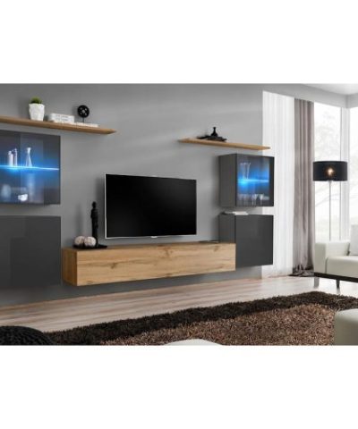 Bútor webáruház Vác Dunakeszi bútorboltok Nappali bútor Switch üveg+LED XIV Grafit/Wotan