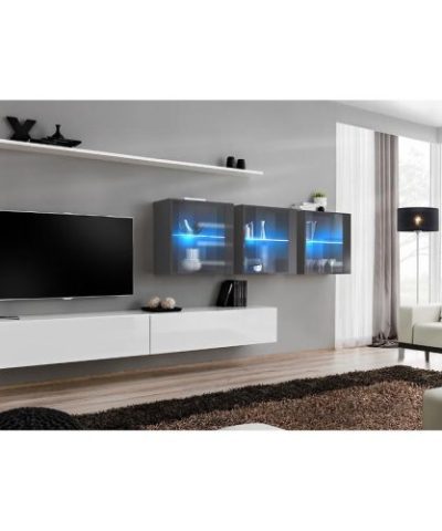 Bútor webáruház Vác Dunakeszi bútorboltok Nappali bútor Switch XVII üveg +LED fehér/Grafit