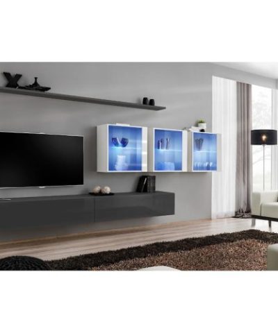 Bútor webáruház Vác Dunakeszi bútorboltok Nappali bútor Switch XVII üveg +LED Grafit/fehér