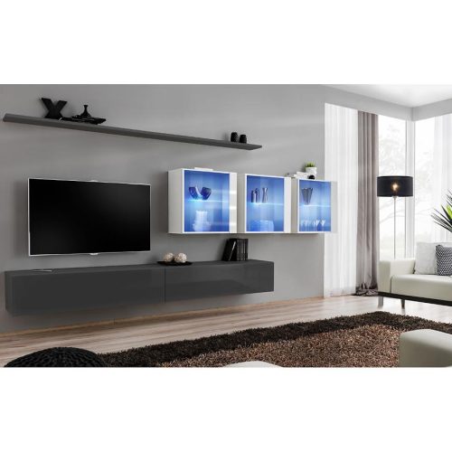Bútor webáruház Vác Dunakeszi bútorboltok Nappali bútor Switch XVII üveg +LED Grafit/fehér