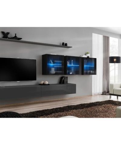 Bútor webáruház Vác Dunakeszi bútorboltok Nappali bútor Switch XVII üveg +LED Grafit/fekete