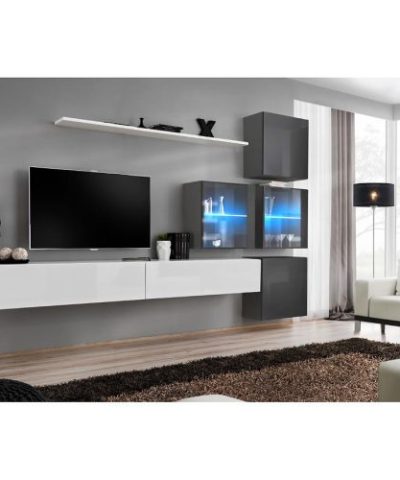 Bútor webáruház Vác Dunakeszi bútorboltok Nappali bútor Switch XVIII üveg +LED  fehér/Grafit