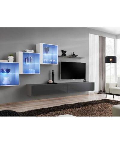Bútor webáruház Vác Dunakeszi bútorboltok Nappali bútor Switch XVIII üveg +LED fehér/Grafit