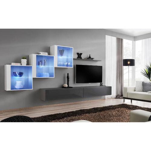 Bútor webáruház Vác Dunakeszi bútorboltok Nappali bútor Switch XVIII üveg +LED fehér/Grafit