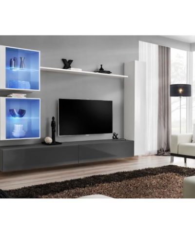 Bútor webáruház Vác Dunakeszi bútorboltok Nappali bútor Switch XVIII üveg +LED  fehér/Grafit