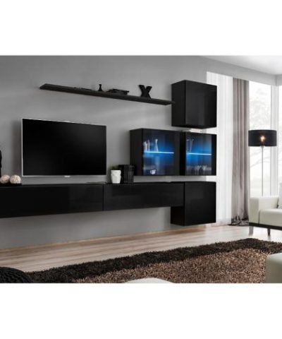 Bútor webáruház Vác Dunakeszi bútorboltok Nappali bútor Switch XVIII üveg +LED  fekete