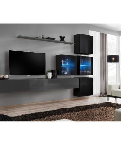 Bútor webáruház Vác Dunakeszi bútorboltok Nappali bútor Switch XVIII üveg +LED  fekete/Grafit