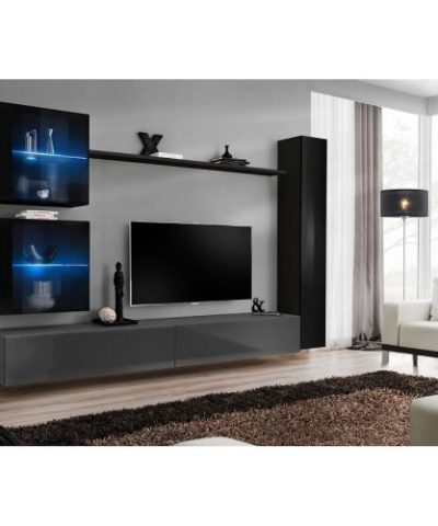 Bútor webáruház Vác Dunakeszi bútorboltok Nappali bútor Switch XVIII üveg +LED  fekete/Grafit