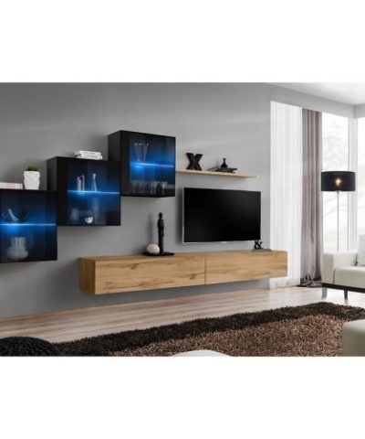 Bútor webáruház Vác Dunakeszi bútorboltok Nappali bútor Switch XVIII üveg +LED fekete/Wotan