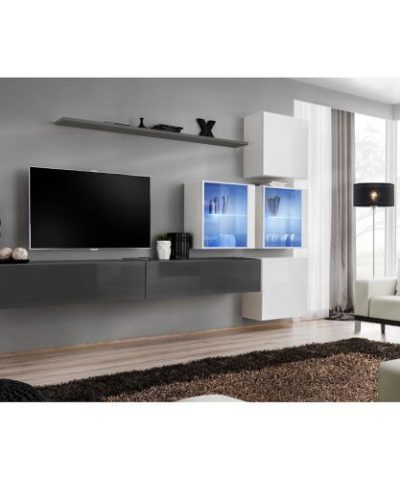 Bútor webáruház Vác Dunakeszi bútorboltok Nappali bútor Switch XVIII üveg +LED  Grafit/fehér