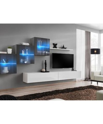 Bútor webáruház Vác Dunakeszi bútorboltok Nappali bútor Switch XVIII üveg +LED Grafit/fehér