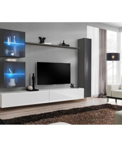 Bútor webáruház Vác Dunakeszi bútorboltok Nappali bútor Switch XVIII üveg +LED  Grafit/fehér
