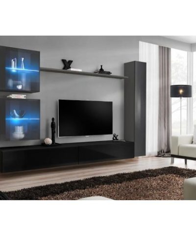 Bútor webáruház Vác Dunakeszi bútorboltok Nappali bútor Switch XVIII üveg +LED  Grafit/fekete
