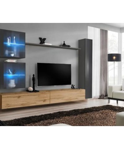 Bútor webáruház Vác Dunakeszi bútorboltok Nappali bútor Switch XVIII üveg +LED  Grafit/Wotan
