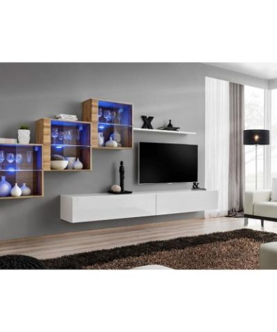 Bútor webáruház Vác Dunakeszi bútorboltok Nappali bútor Switch XVIII üveg +LED Wotan/fehér