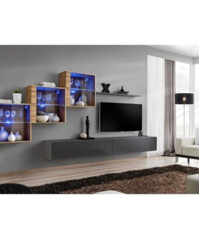 Bútor webáruház Vác Dunakeszi bútorboltok Nappali bútor Switch XVIII üveg +LED Wotan/Grafit