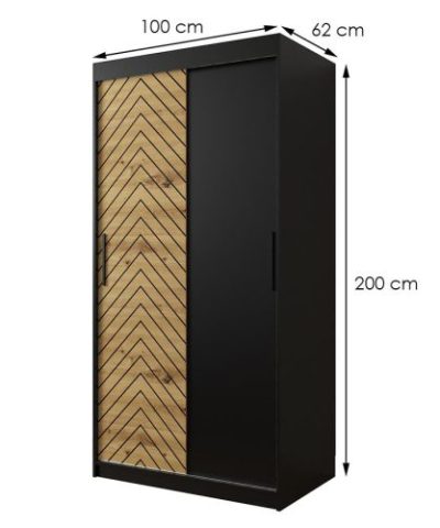 Bútor webáruház Vác Dunakeszi bútorboltok Szekrény Jodełka 100 fekete/Tölgy Artisan/fekete
