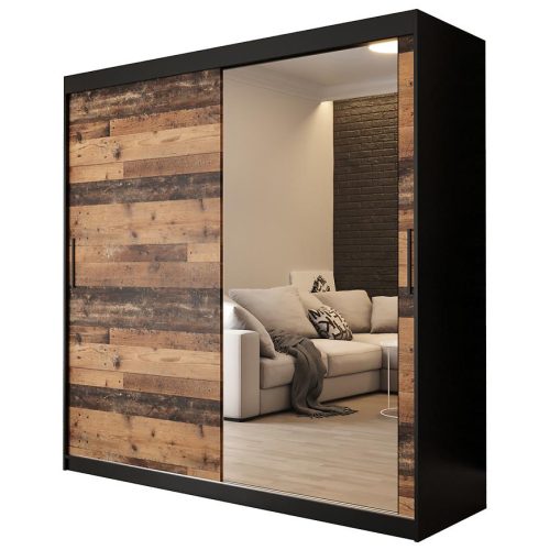 Bútor webáruház Vác Dunakeszi bútorboltok Szekrény Old Wood T2 200 Fekete/Old Style/Lustro