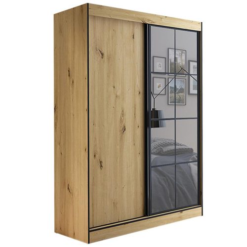 Bútor webáruház Vác Dunakeszi bútorboltok Szekrény Oslo II 150  Artisan/fekete/tükör