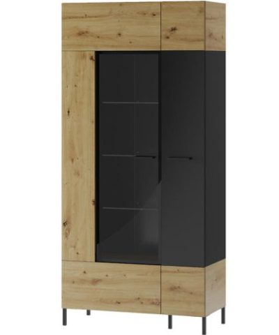Bútor webáruház Vác Dunakeszi bútorboltok Vitrin 2D Lucas 12 tölgy artisan/fekete