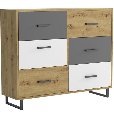 Bútor webáruház Vác Dunakeszi bútorboltok Komód Bari 6S oak artisan/grafit/white