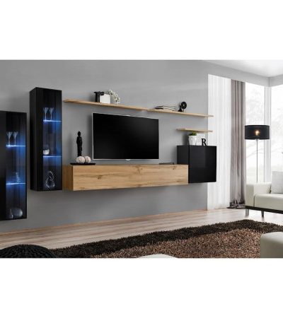 Bútor webáruház Vác Dunakeszi bútorboltok Nappali bútor Switch üveg+LED XI Fekete/Wotan