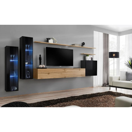 Bútor webáruház Vác Dunakeszi bútorboltok Nappali bútor Switch üveg+LED XI Fekete/Wotan