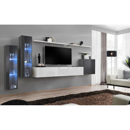 Bútor webáruház Vác Dunakeszi bútorboltok Nappali bútor Switch üveg+LED XI Grafit/fehér